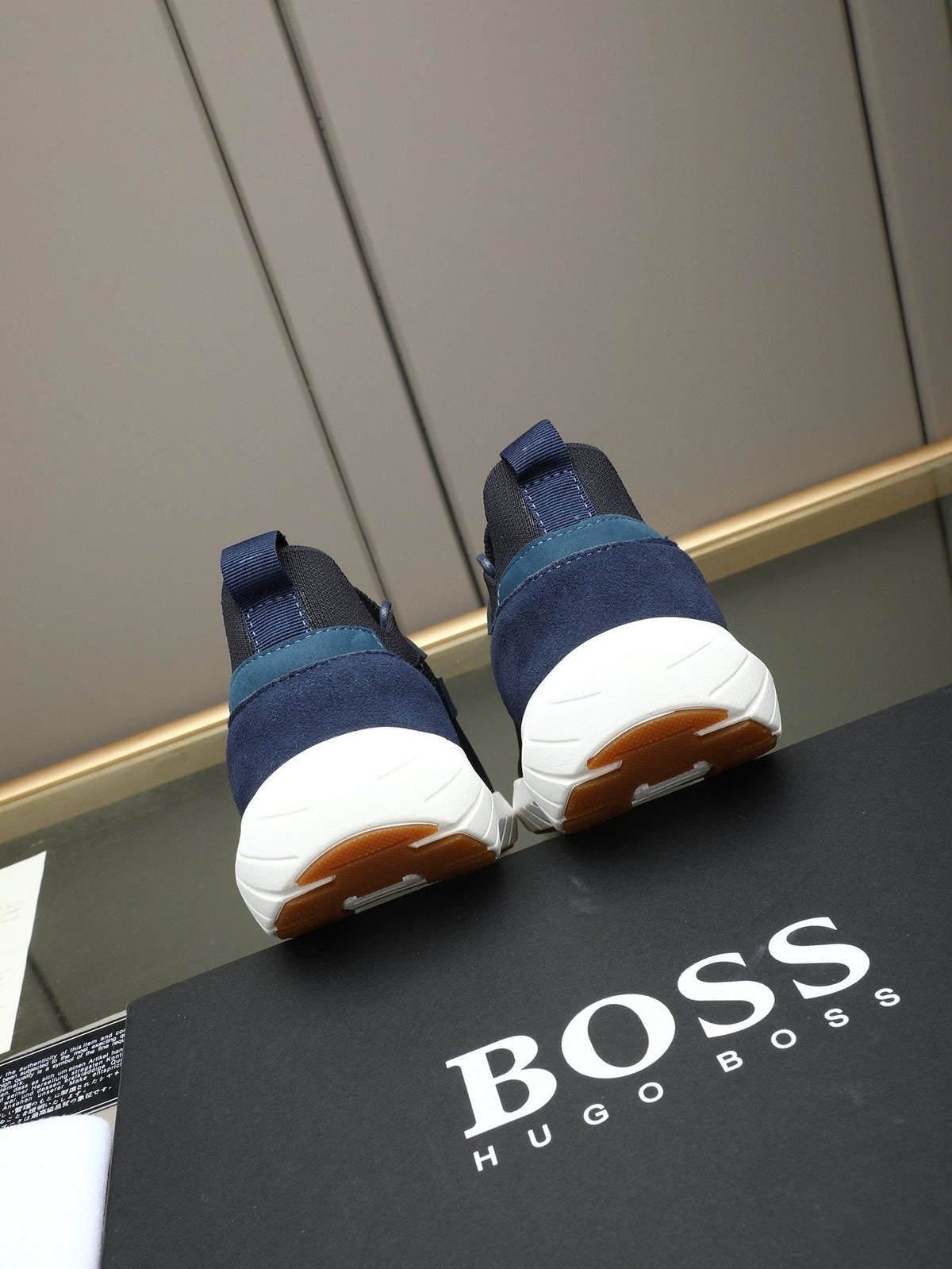 BOSS Textured Lace-Up Sneakers — front