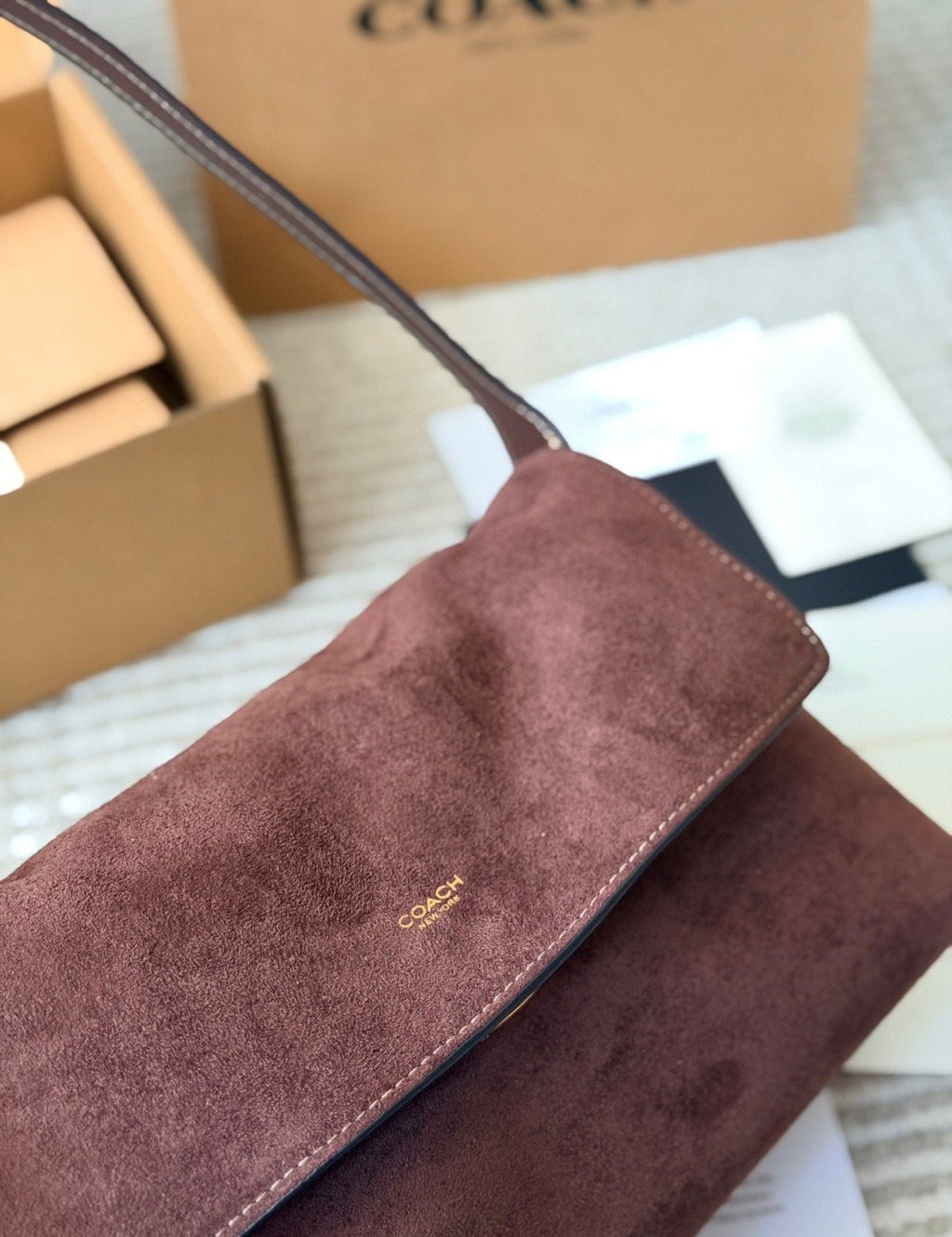Coach Chelsea Textured Flap Shoulder Bag — detail