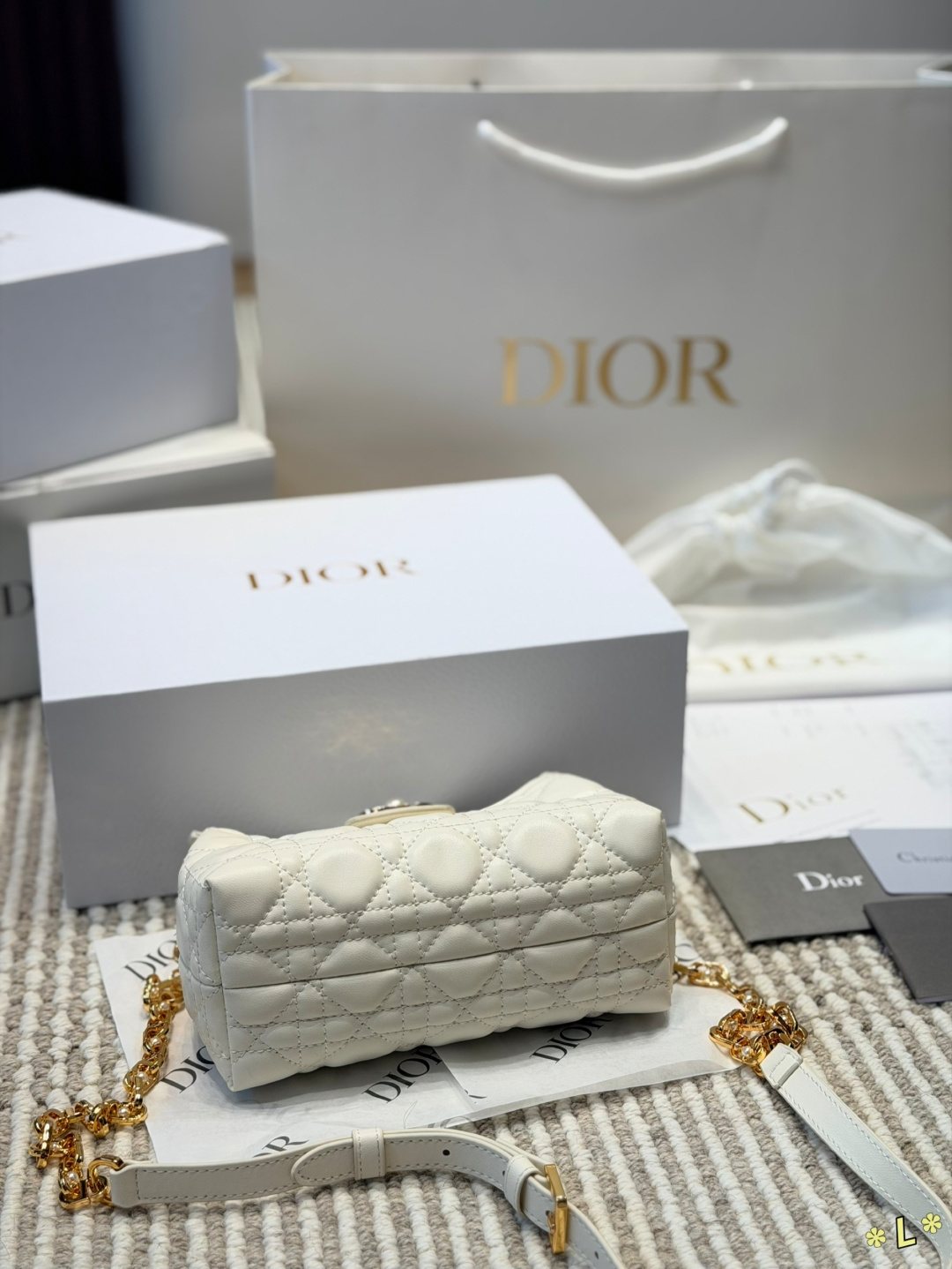 Dior Jolie Quilted Top-Handle Bag — back
