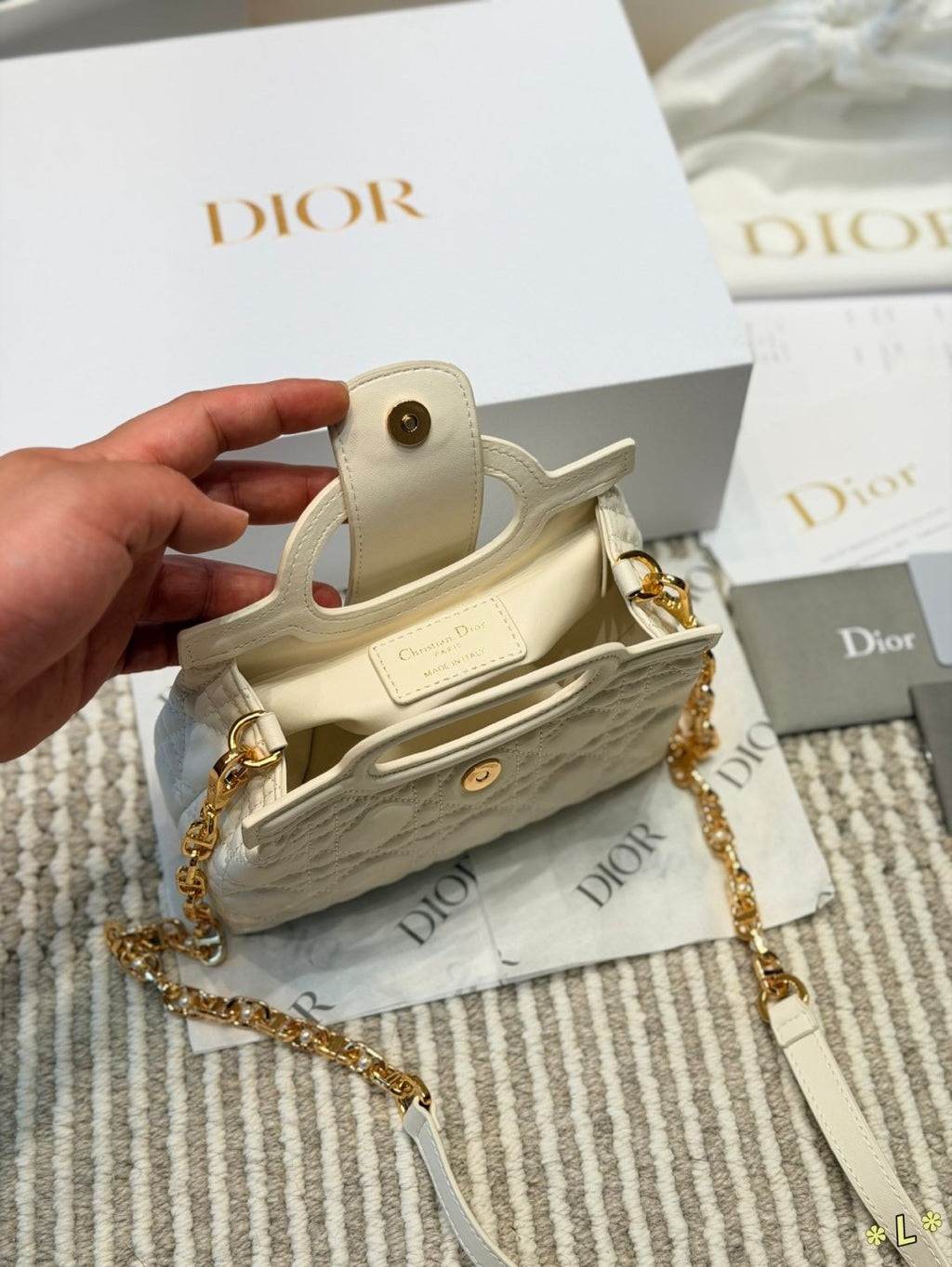 Dior Jolie Quilted Top-Handle Bag — front
