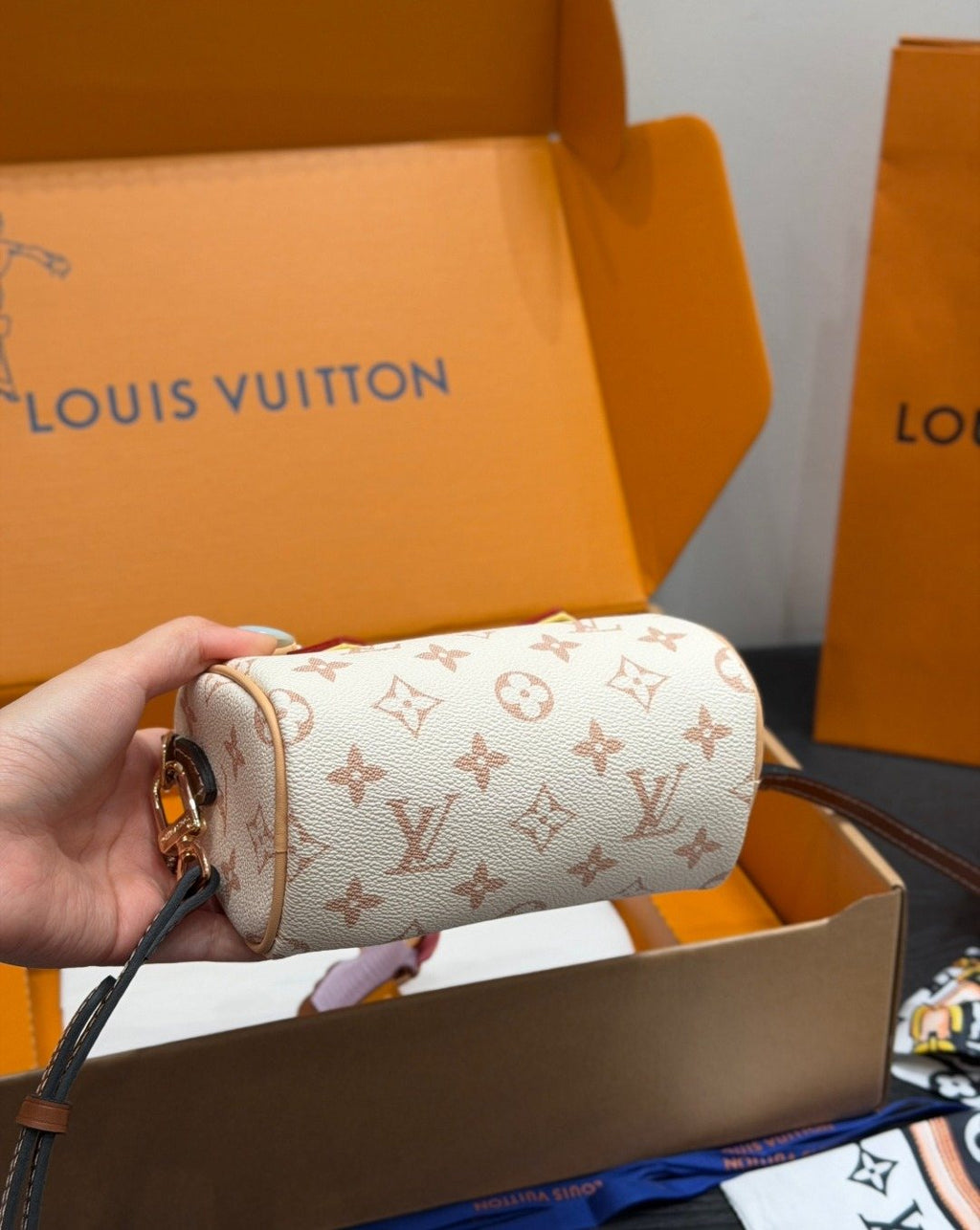 Louis Vuitton Nano Speedy Cream Monogram Bag — back