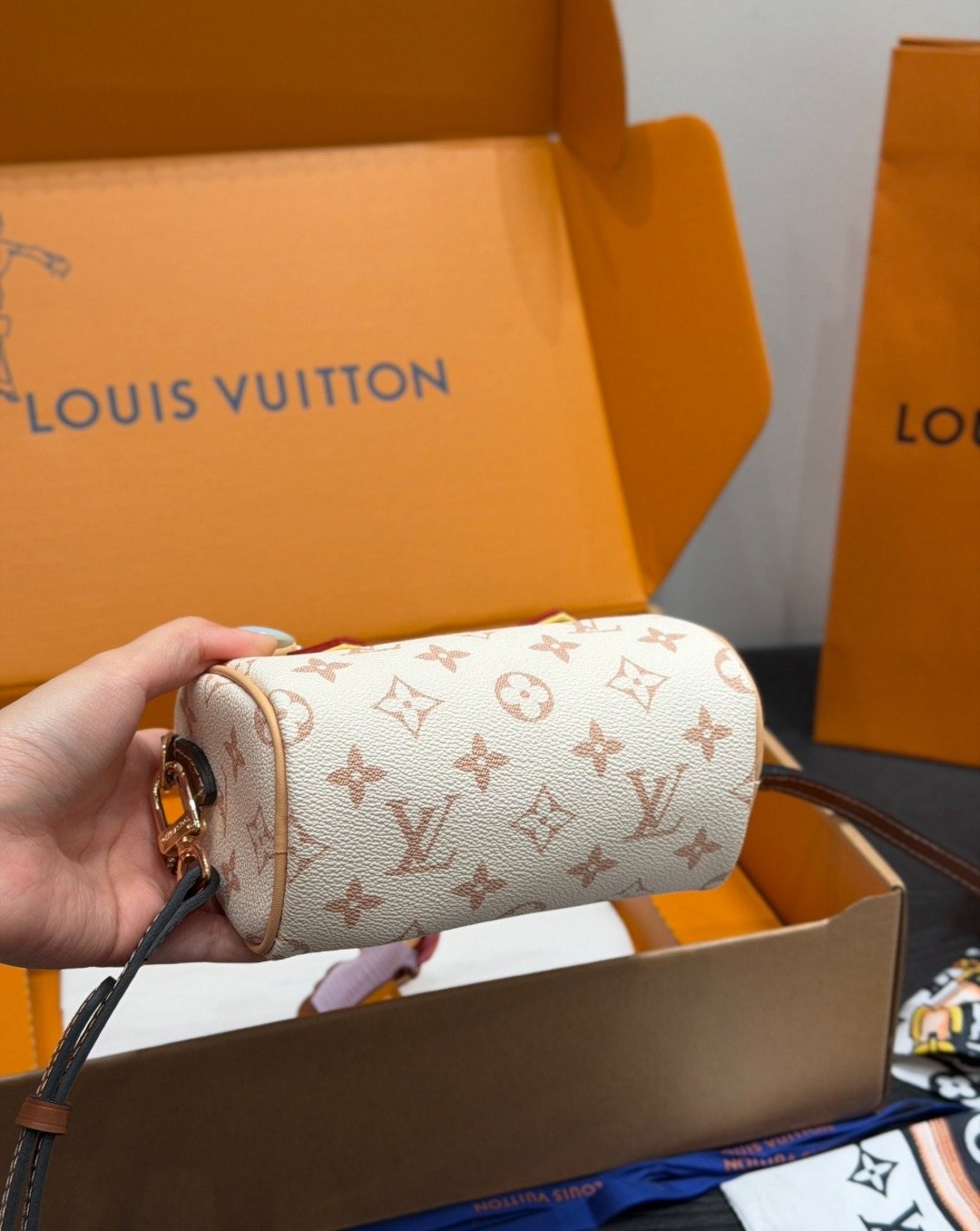 Louis Vuitton Nano Speedy Cream Monogram Bag — back