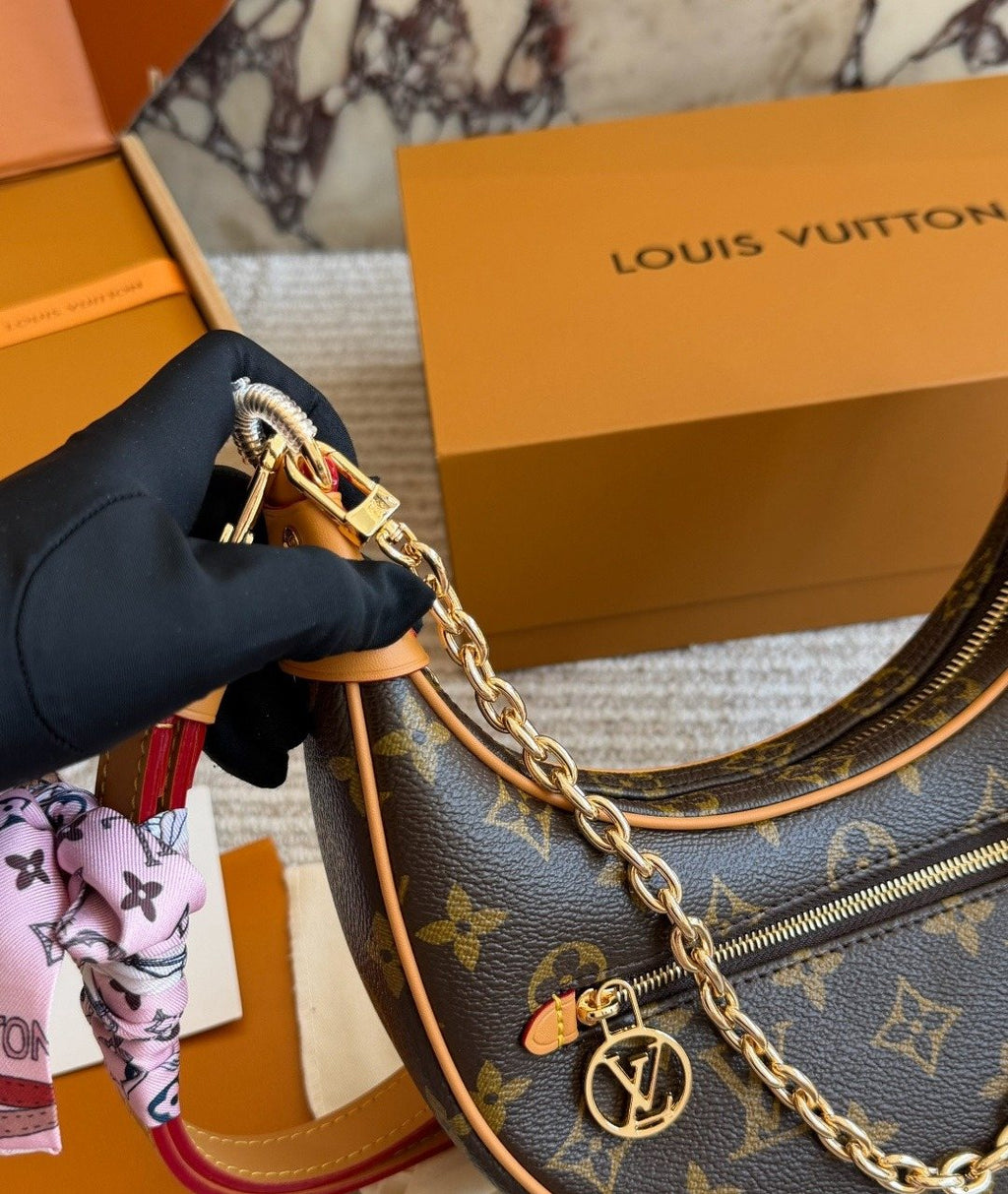 Louis Vuitton Loop Monogram Crescent Shoulder Bag — detail