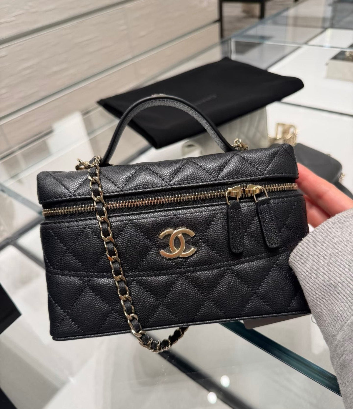 Chanel Black Quilted Box Top-Handle Bag — model
