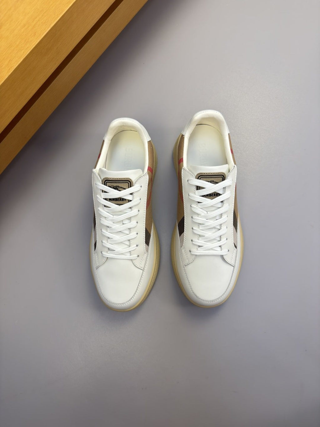 Burberry Check-Panel Low-Top Sneakers — front