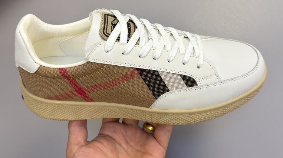 Burberry Check-Panel Low-Top Sneakers — front