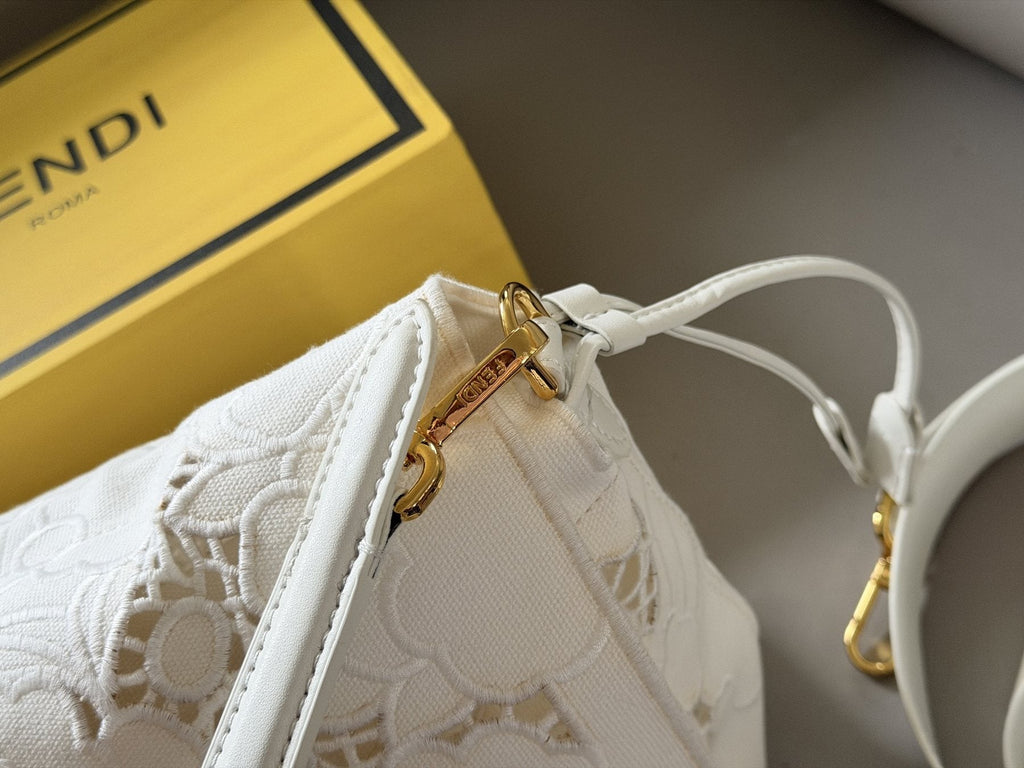 Fendi Mama Baguette Floral Openwork Shoulder Bag — detail
