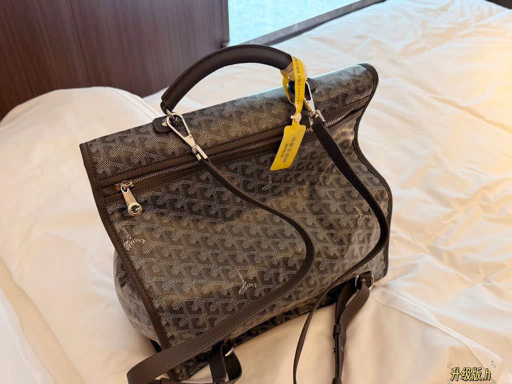 Goyard Patterned Folded-Gusset Backpack — back