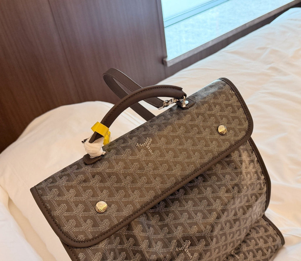 Goyard Patterned Folded-Gusset Backpack — detail