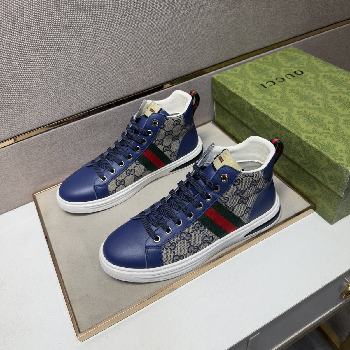 Gucci Men's Striped High-Top Sneakers — front