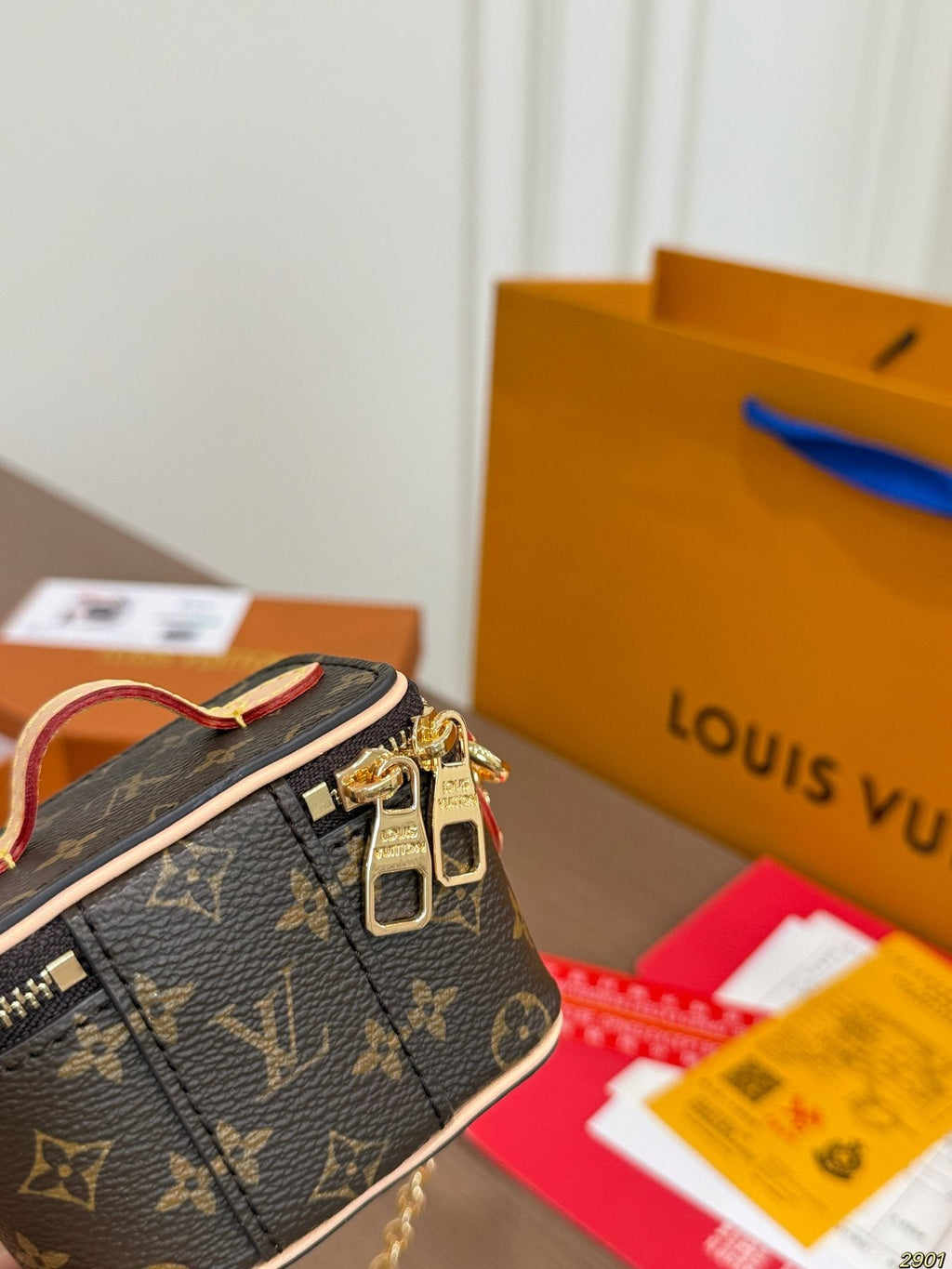 Louis Vuitton Monogram Box Coin Purse with Chain Strap — detail