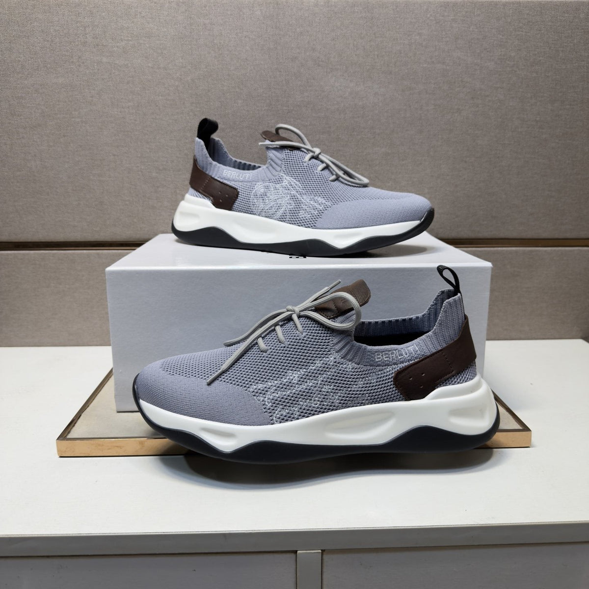 Berluti Mesh-Panel Sculpted-Sole Sneakers — front
