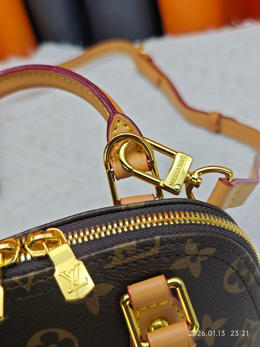 Louis Vuitton Nano Alma Monogram Top-Handle Bag — detail