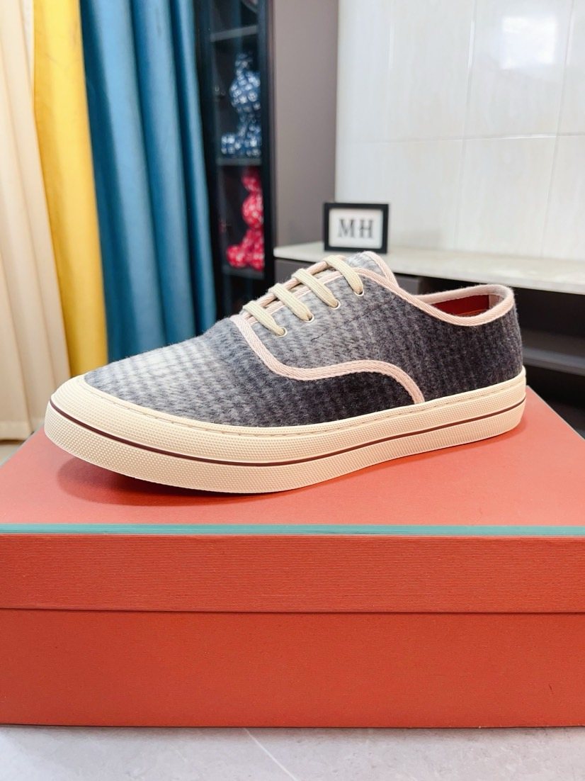 Loro Piana Contrast-Trim Low-Top Casual Shoes — front