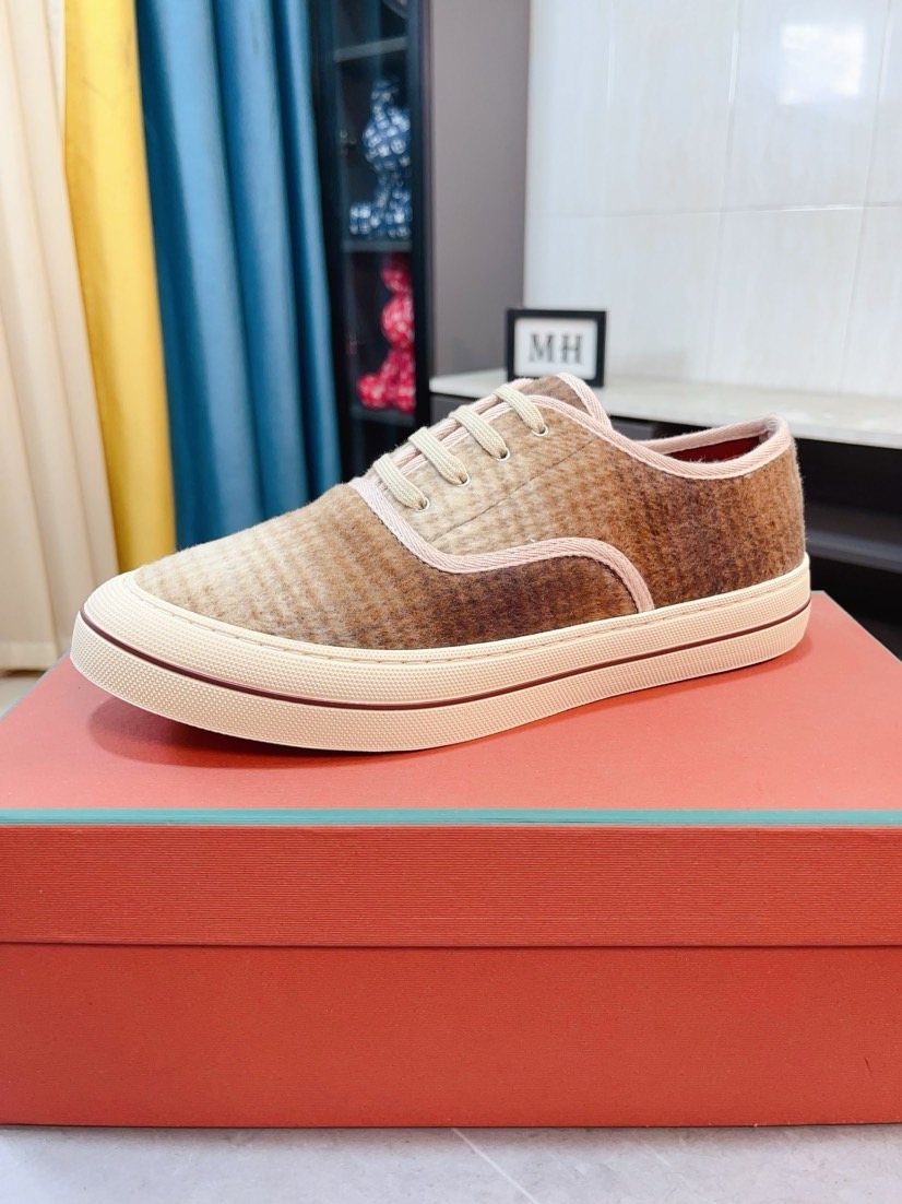 Loro Piana Contrast-Trim Low-Top Casual Shoes — front