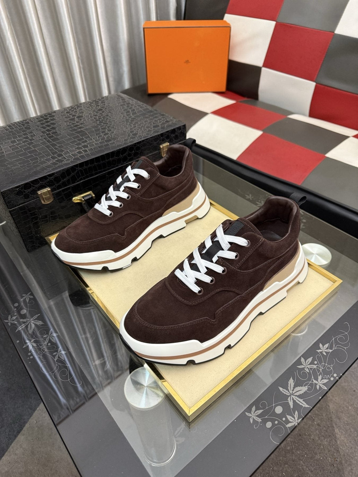 Hermès Layered-Sole Casual Sneakers — front
