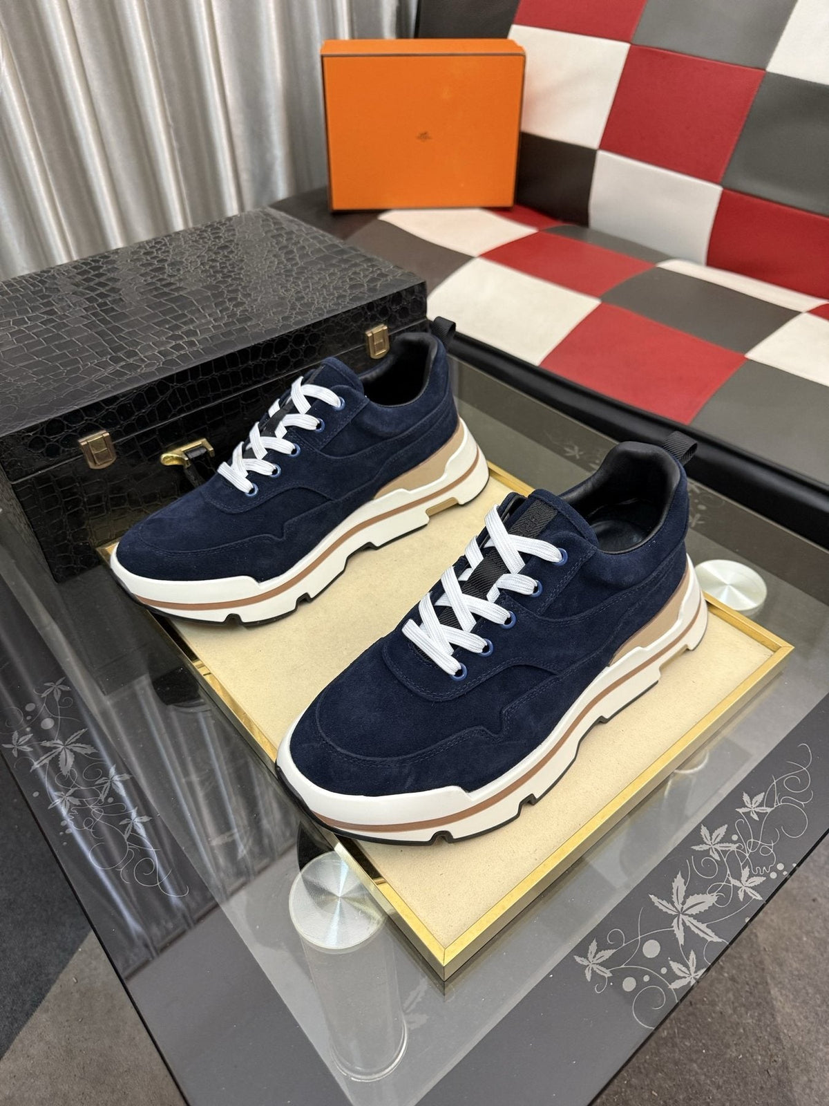 Hermès Layered-Sole Casual Sneakers — front