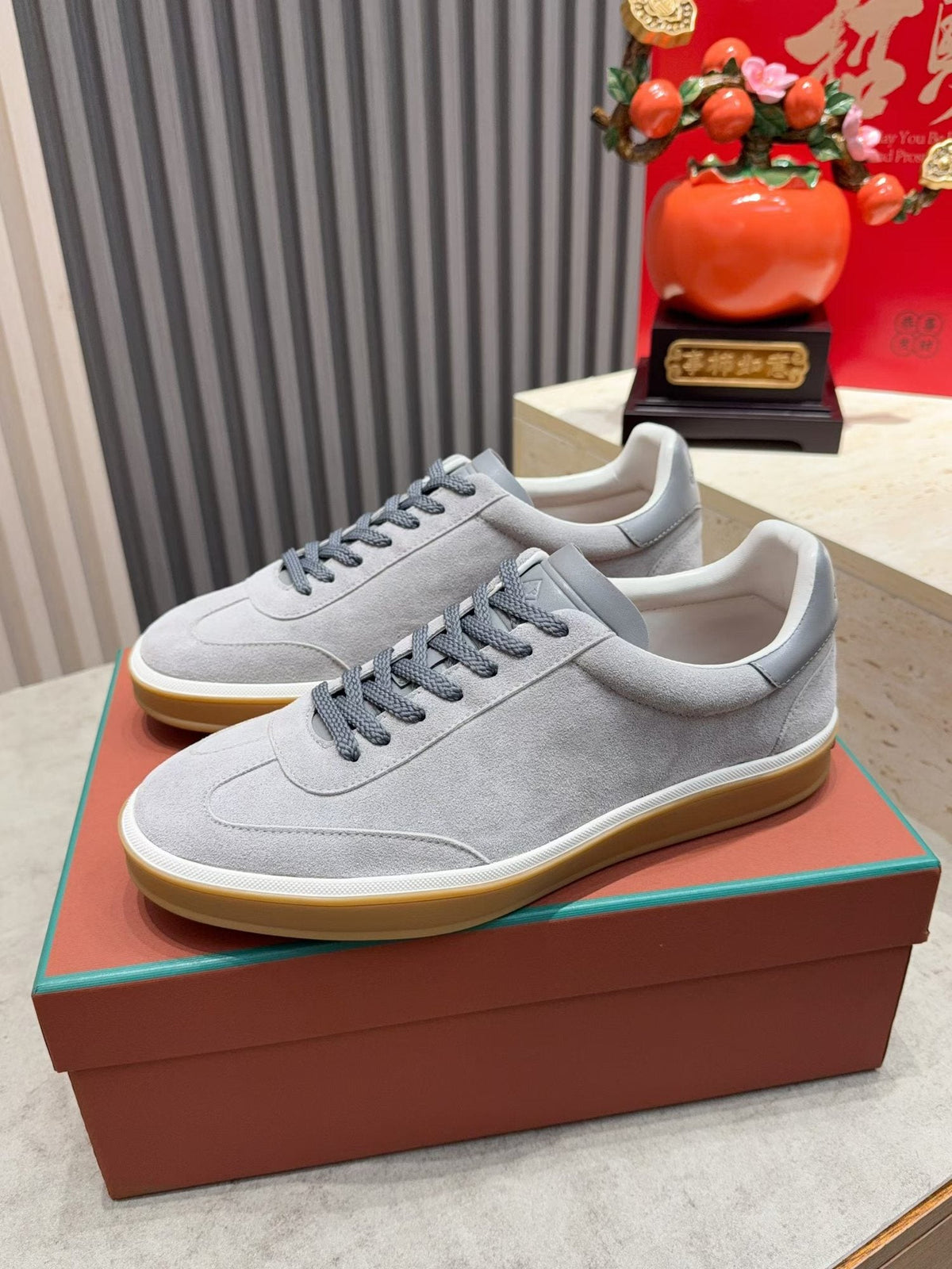 Loro Piana Tennis Walk Suede Low-Top Sneakers — hero