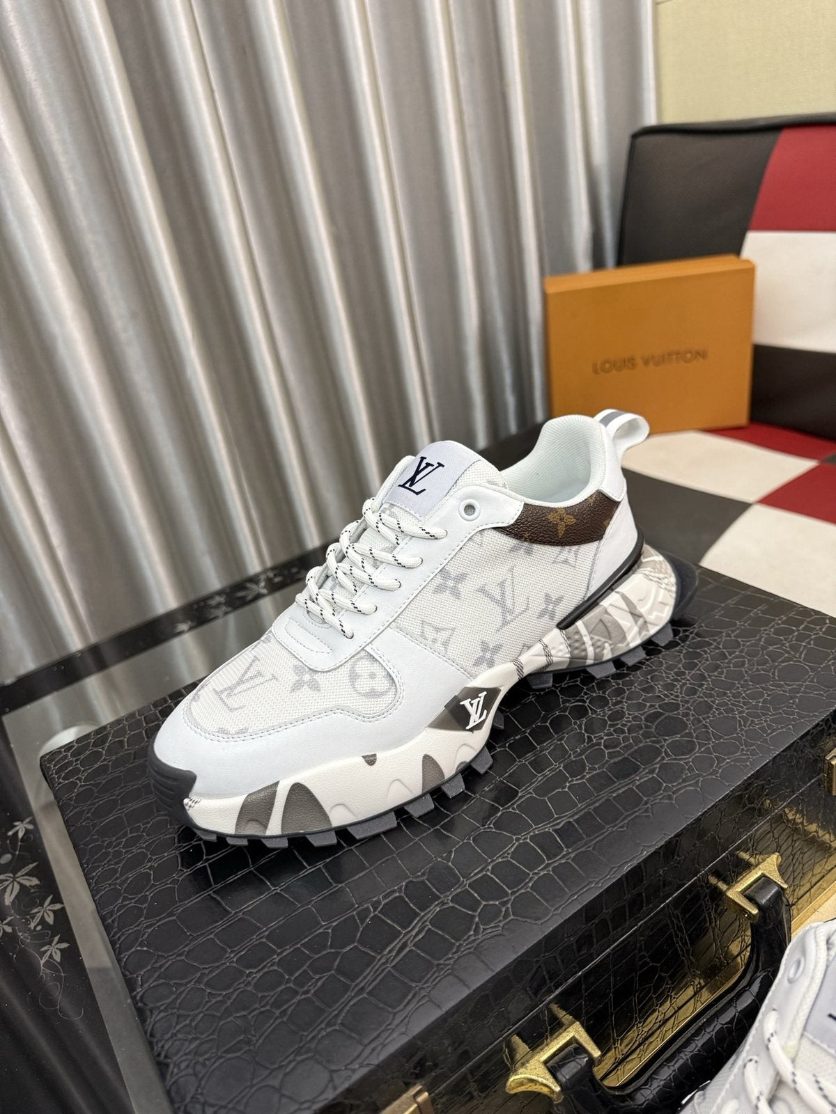 Louis Vuitton Graphic-Pattern Chunky Sneakers — front