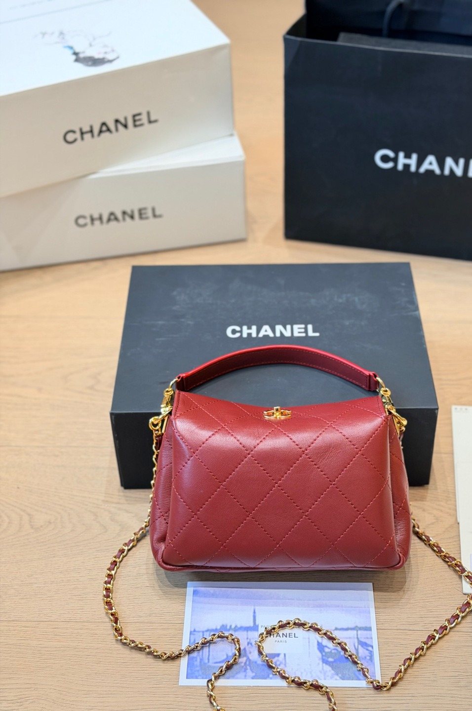 Chanel Rounded Diamond-Quilted Top-Handle Bag — front