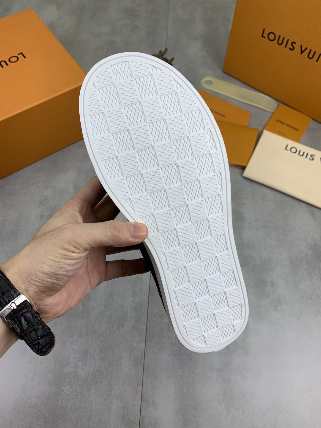 Louis Vuitton Textured Low-Top Sneakers — detail