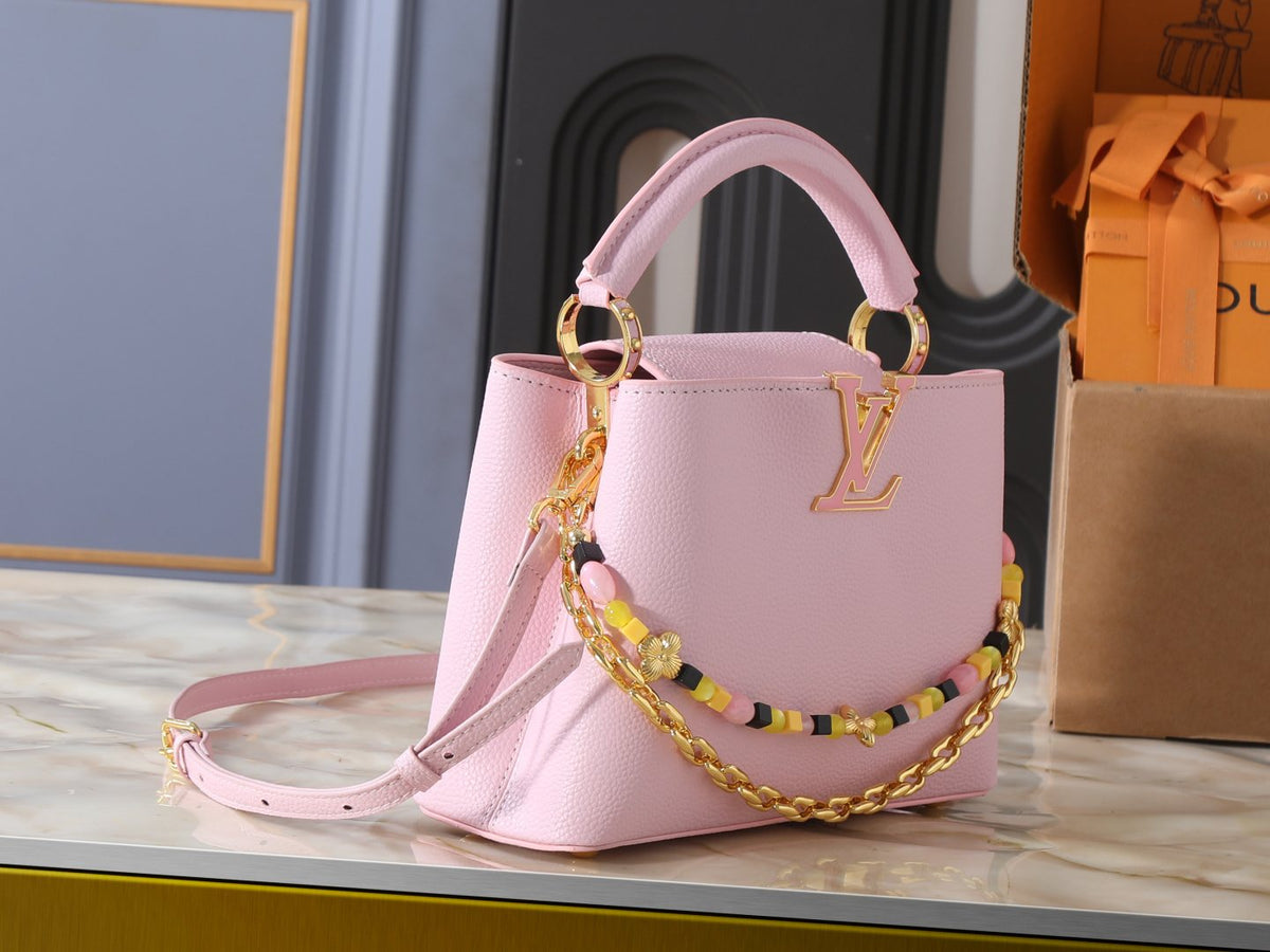 Louis Vuitton Capucines Pink Chain Top-Handle Bag — side