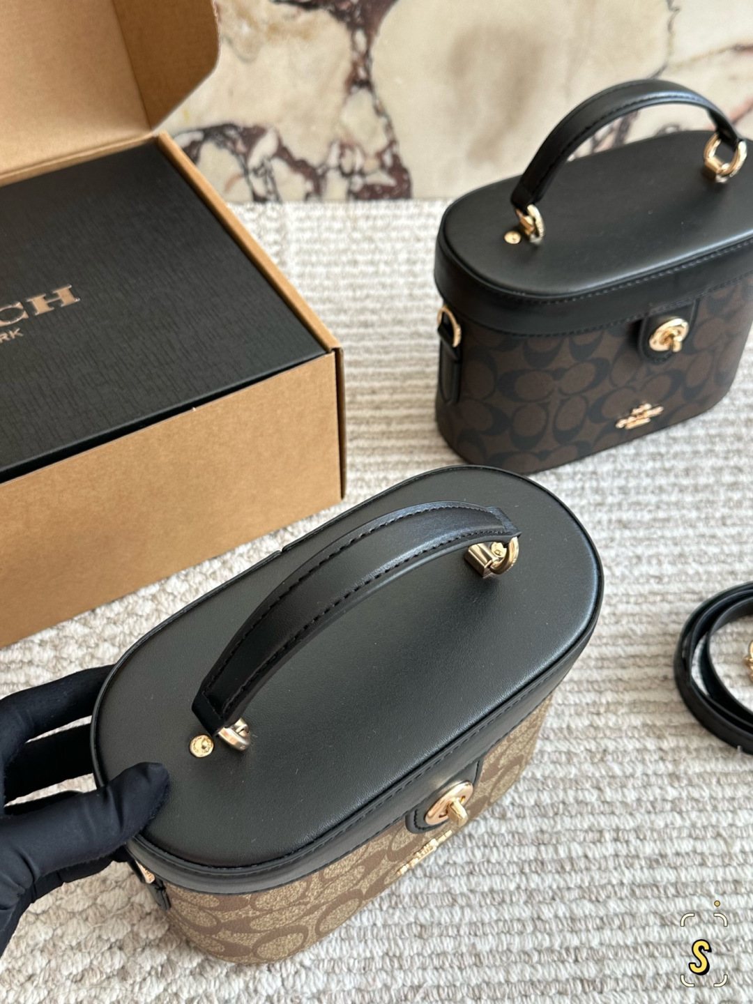 Coach Georgie Monogram Top-Handle Box Bag — front