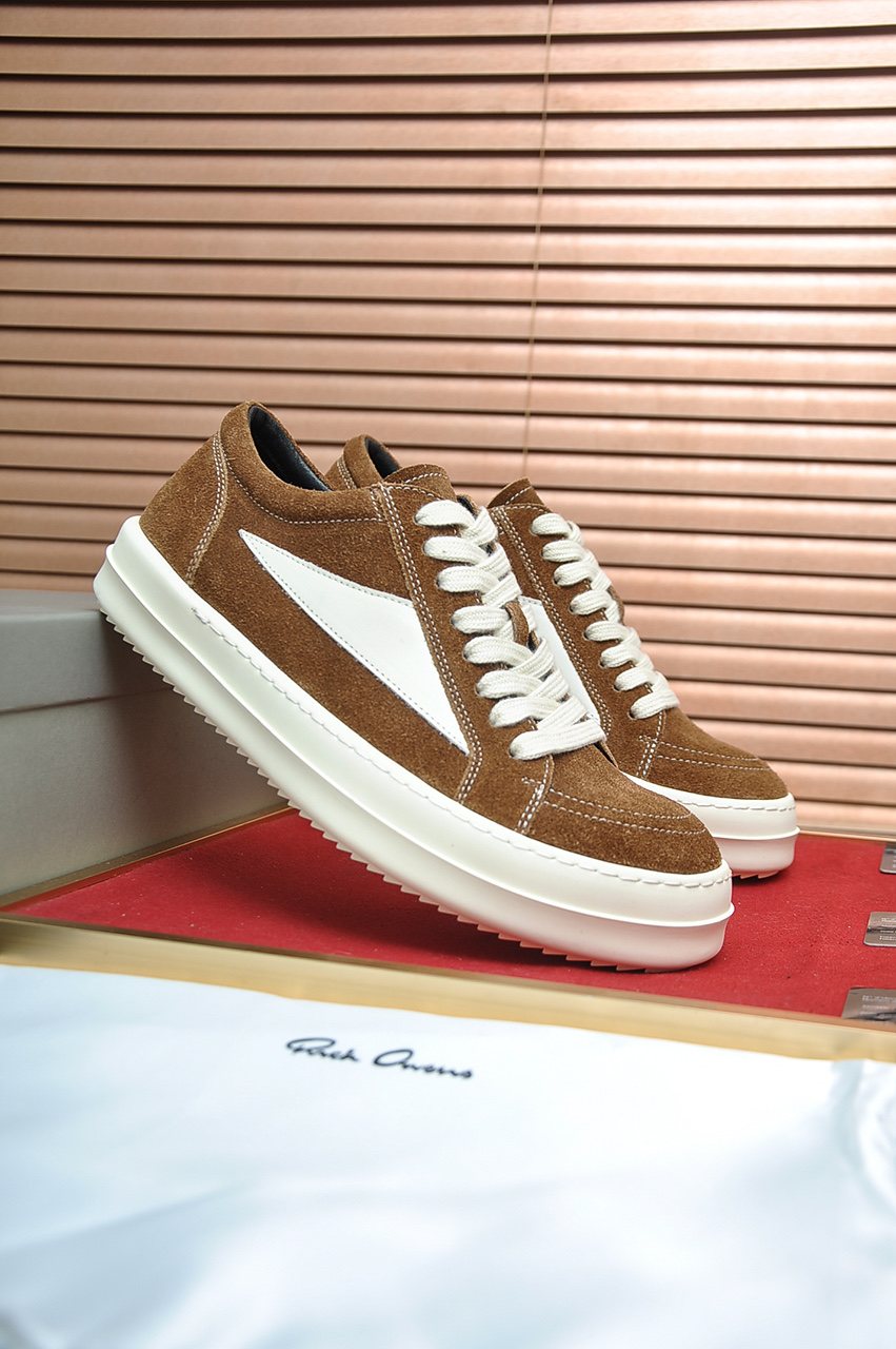 Rick Owens Contrast-Panel Platform Sneakers — front