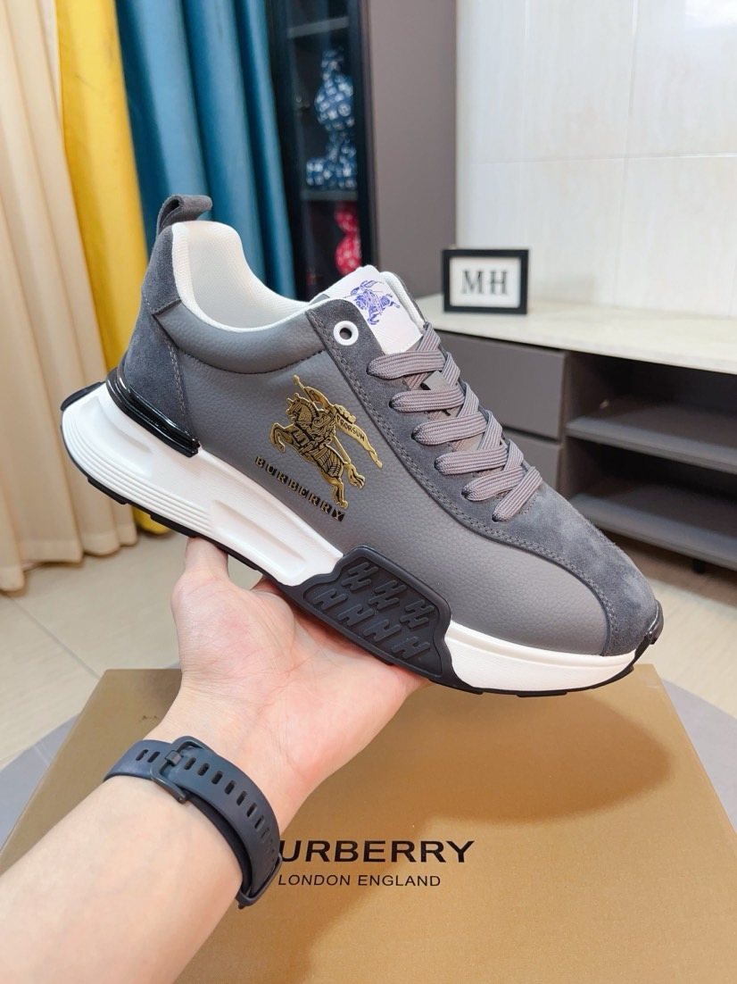 Burberry Men's Contrast-Panel Lace-Up Sneakers — front