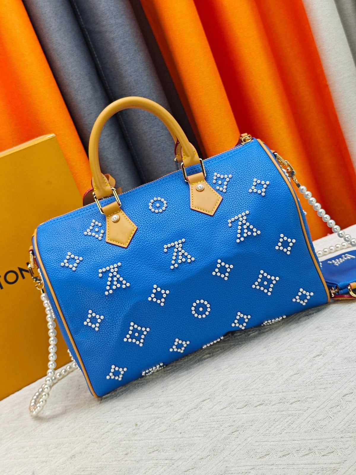 Louis Vuitton Speedy Bandoulière Pearl-Motif Handbag — back