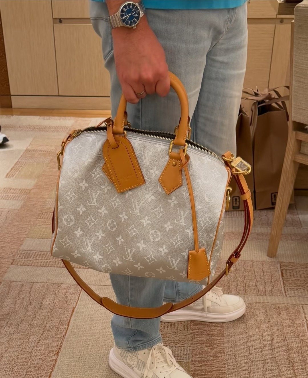 Louis Vuitton Speedy Silver Monogram Barrel Bag — model
