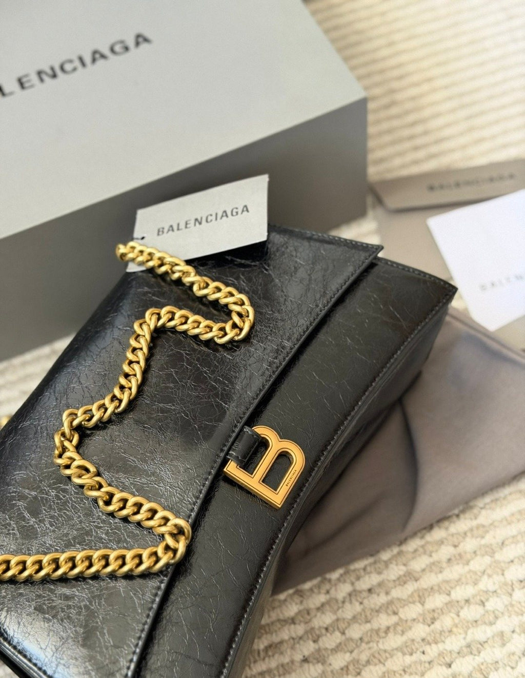 Balenciaga Crush Chain-Strap Flap Bag — detail