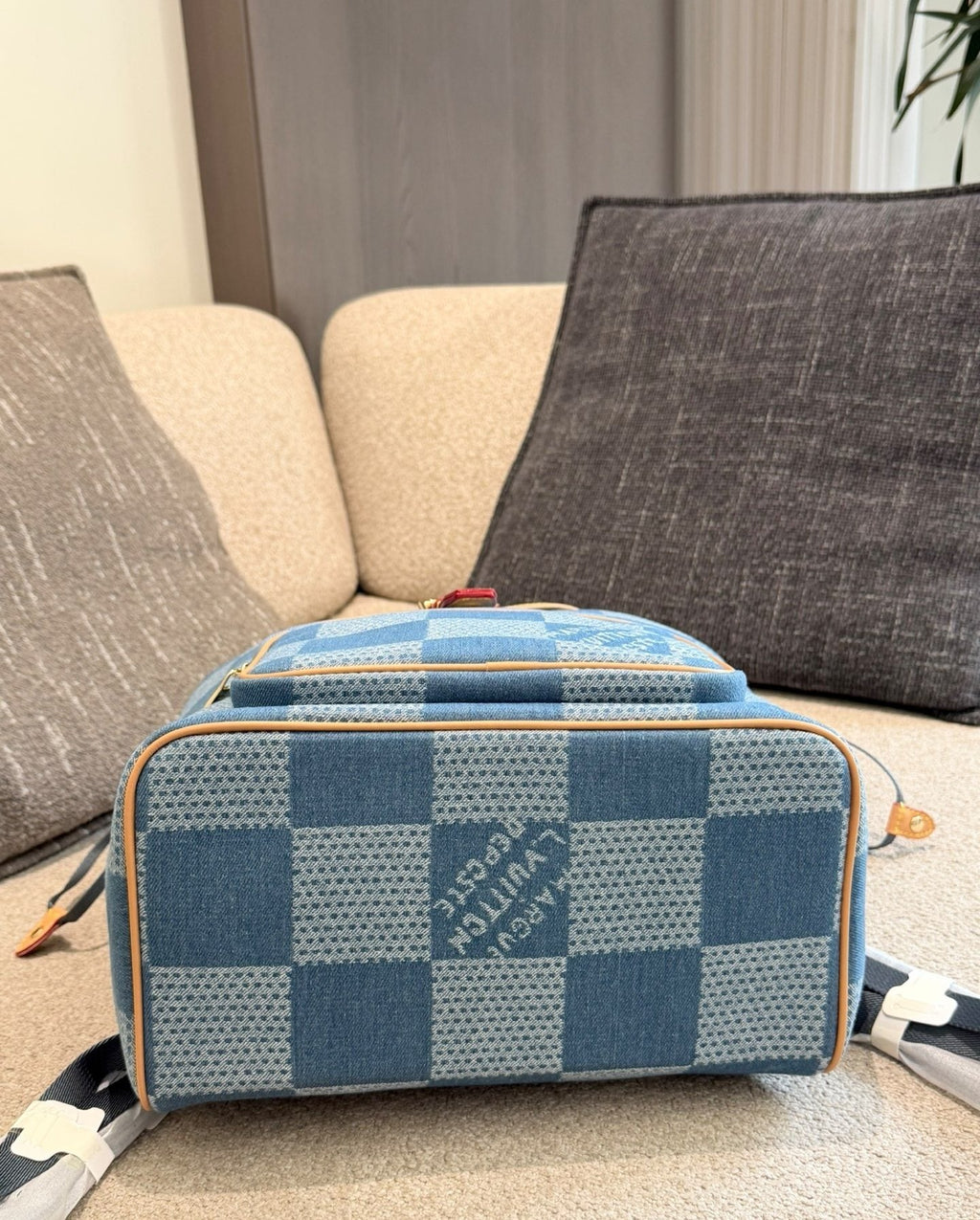 Louis Vuitton Checker-Pattern Flap Backpack — detail