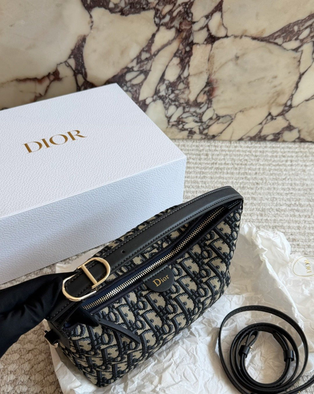 Dior Nomad Oblique Top-Handle Shoulder Bag — front