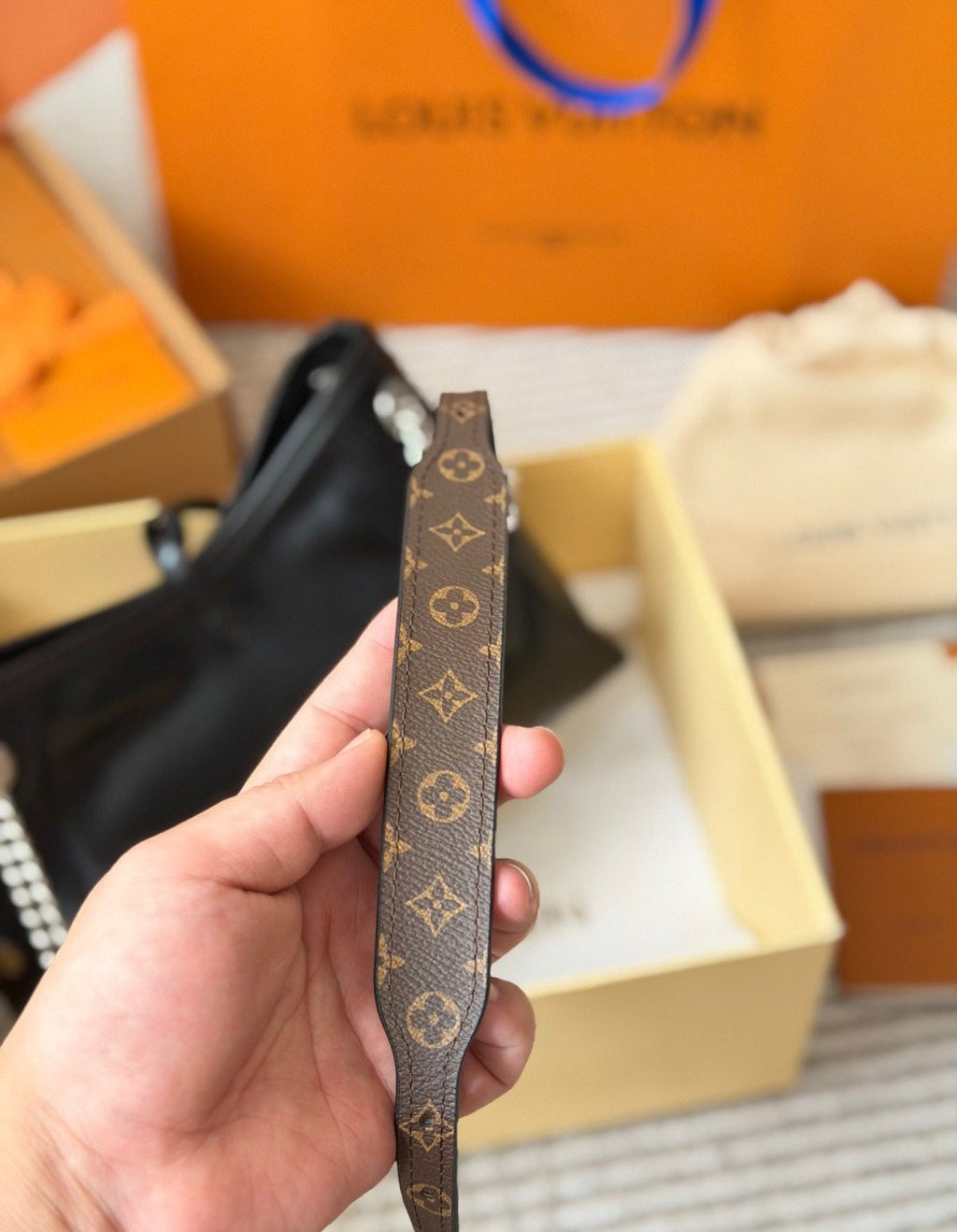 Louis Vuitton Carryall Vibe BB Black Shoulder Bag — detail