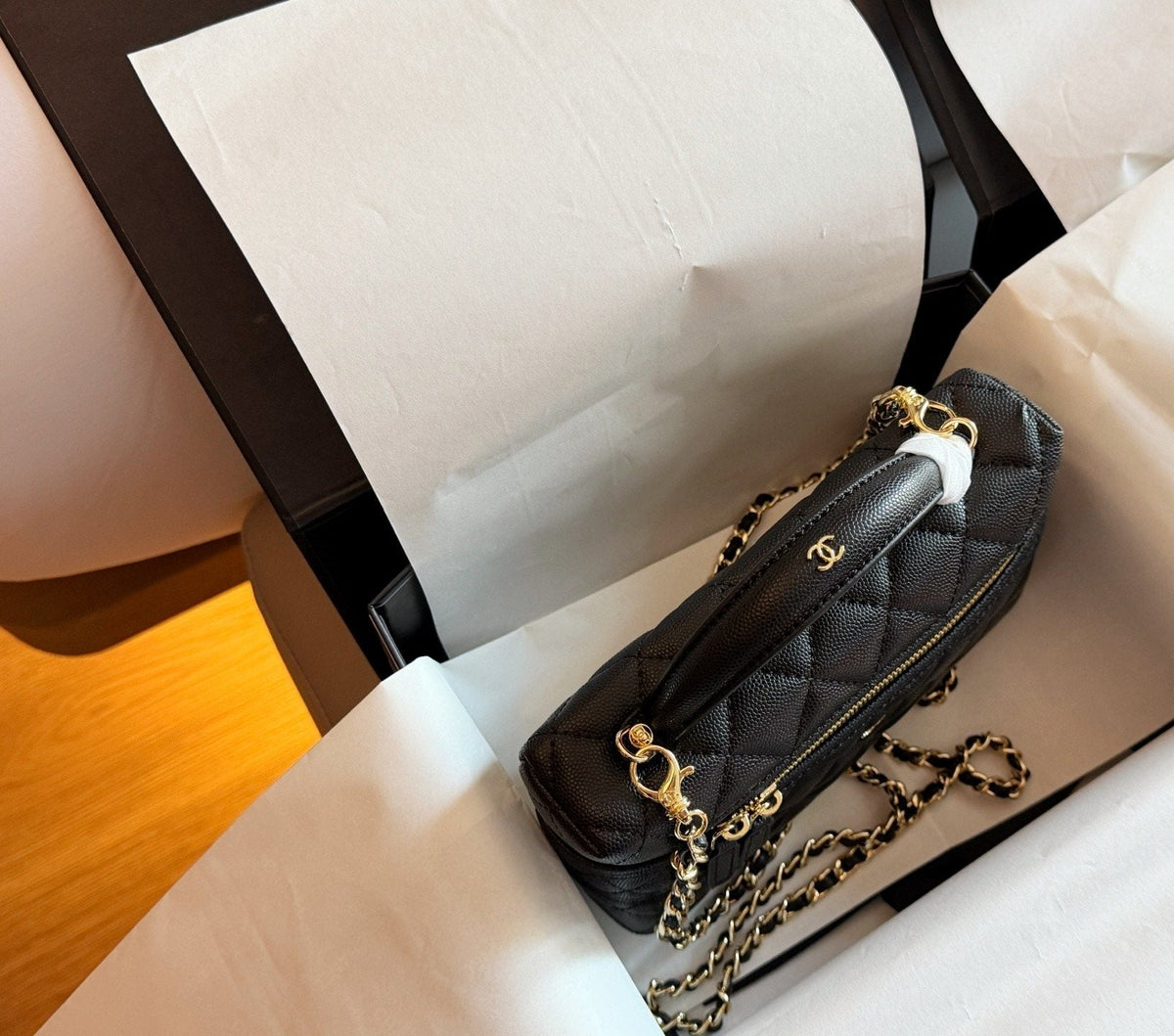 Chanel Diamond-Quilted Box Crossbody Bag — side