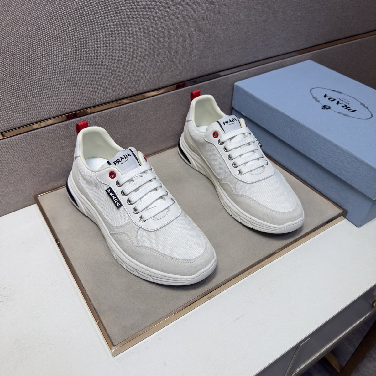 Prada Men's Paneled Low-Top Sneakers — front