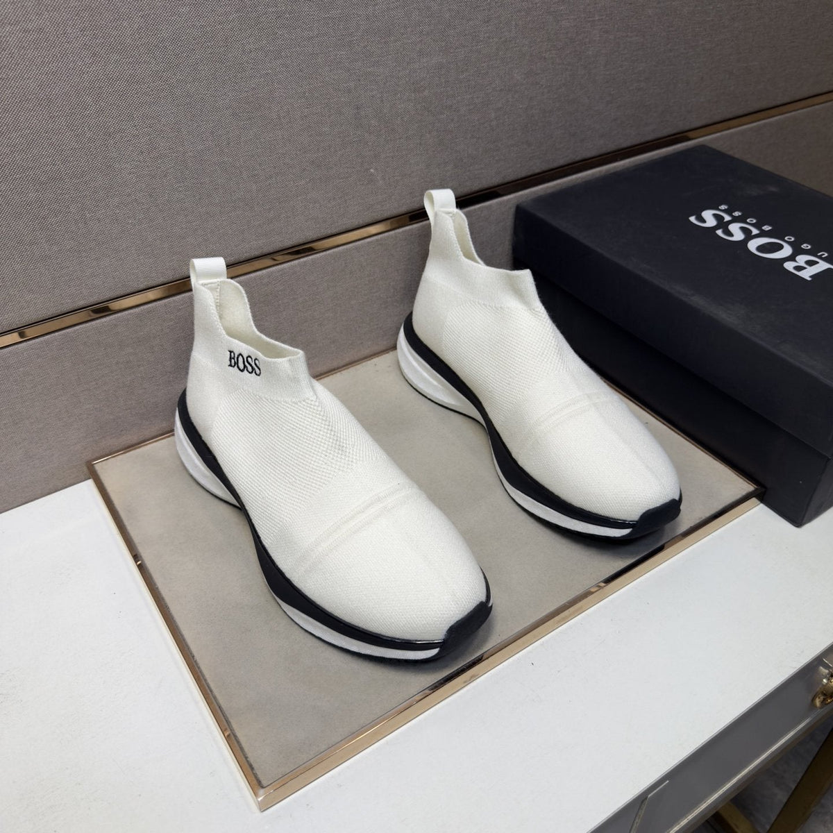 BOSS Textured Slip-On Sneakers — front
