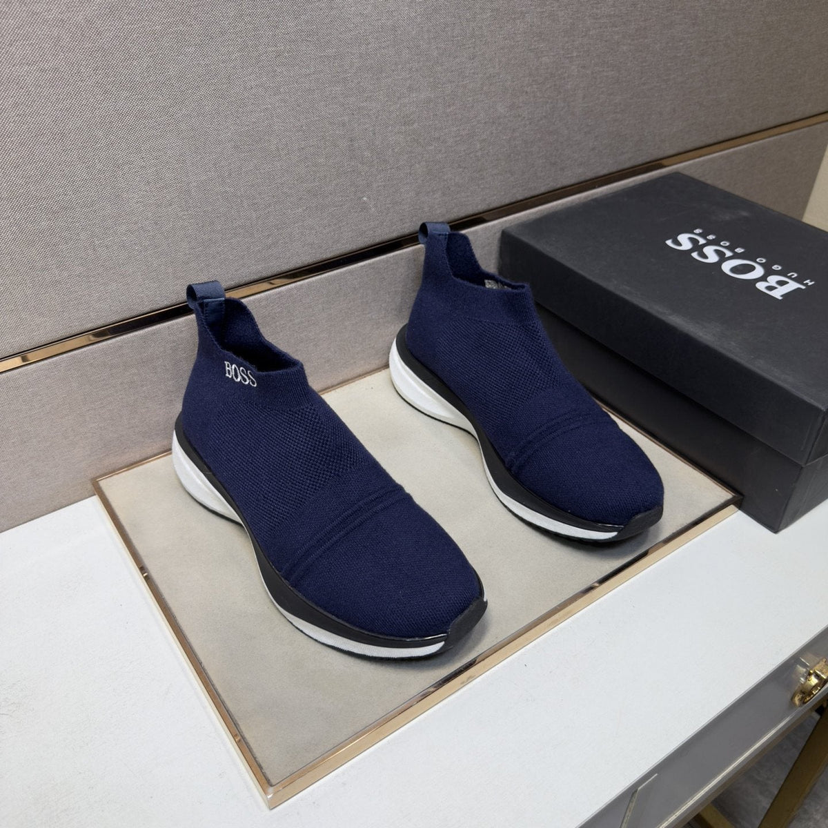 BOSS Textured Slip-On Sneakers — front