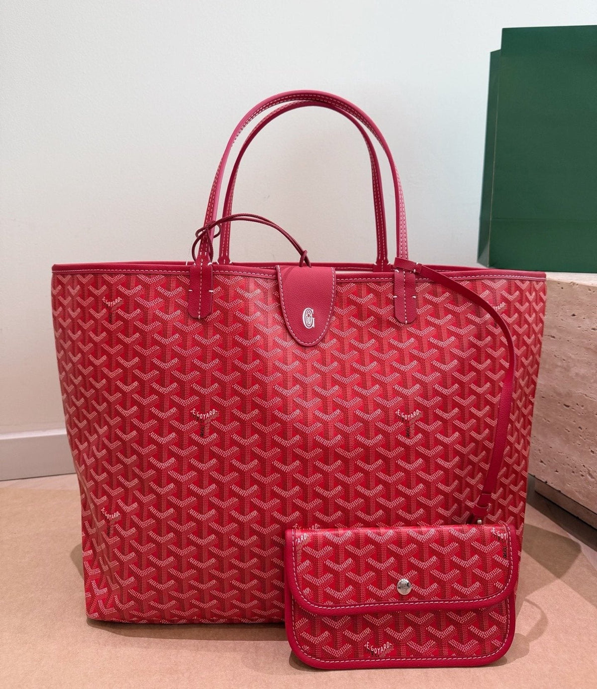 Goyard Geometric Pattern Tote with Tethered Pouch — front