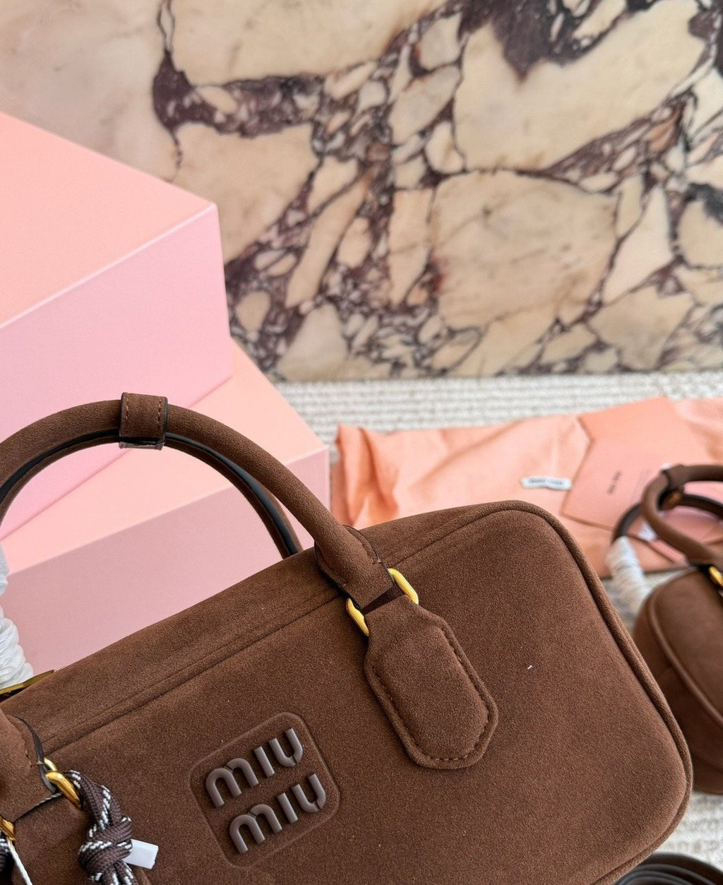 Miu Miu Rounded Top-Handle Bowling Bag — detail
