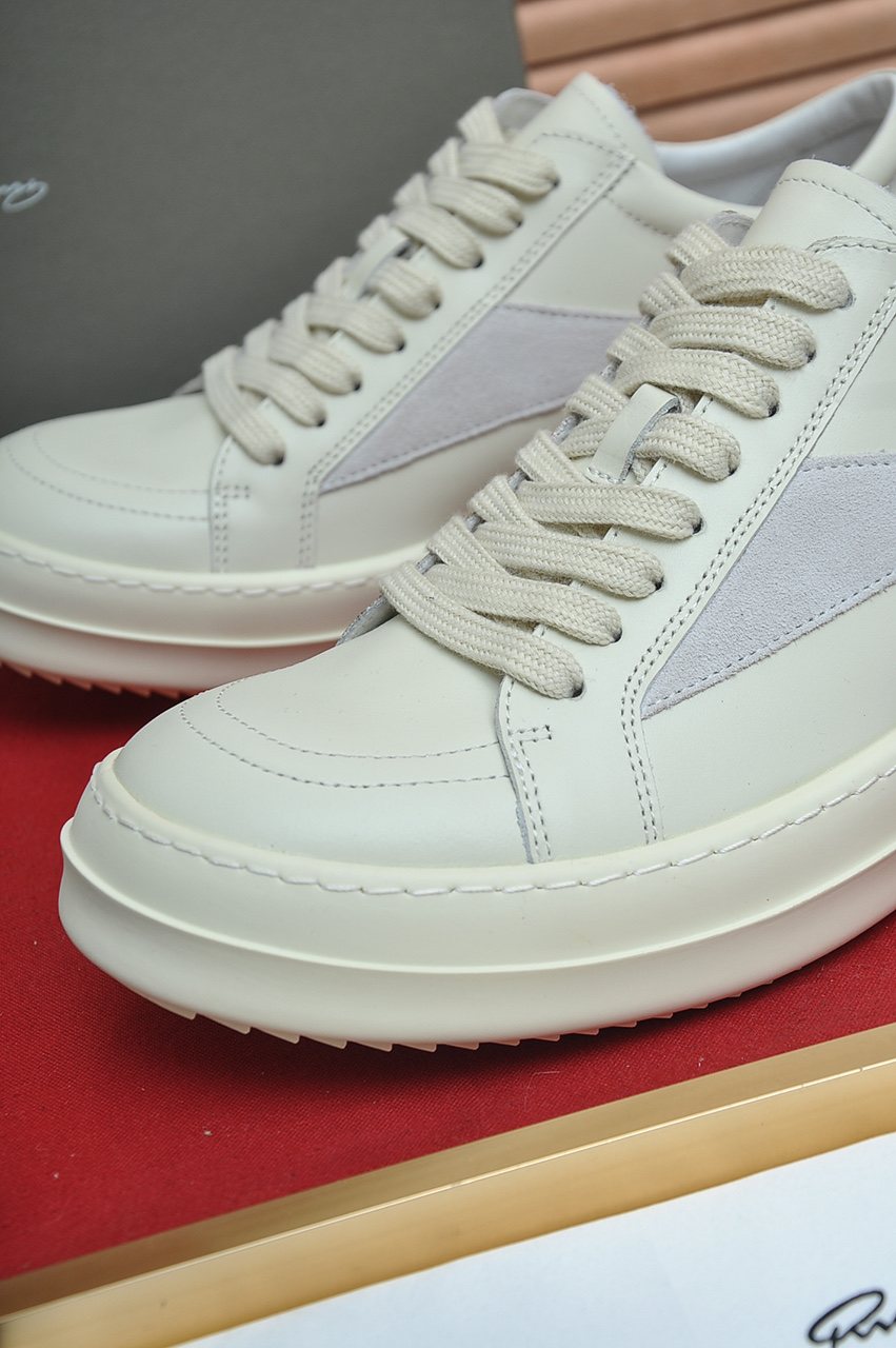 Rick Owens Contrast-Panel Platform Low-Top Sneakers — detail