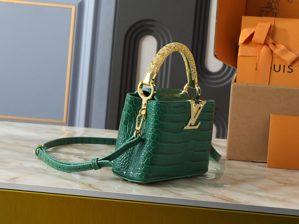 Louis Vuitton Capucines Exceptionals Embossed Top-Handle Bag — side