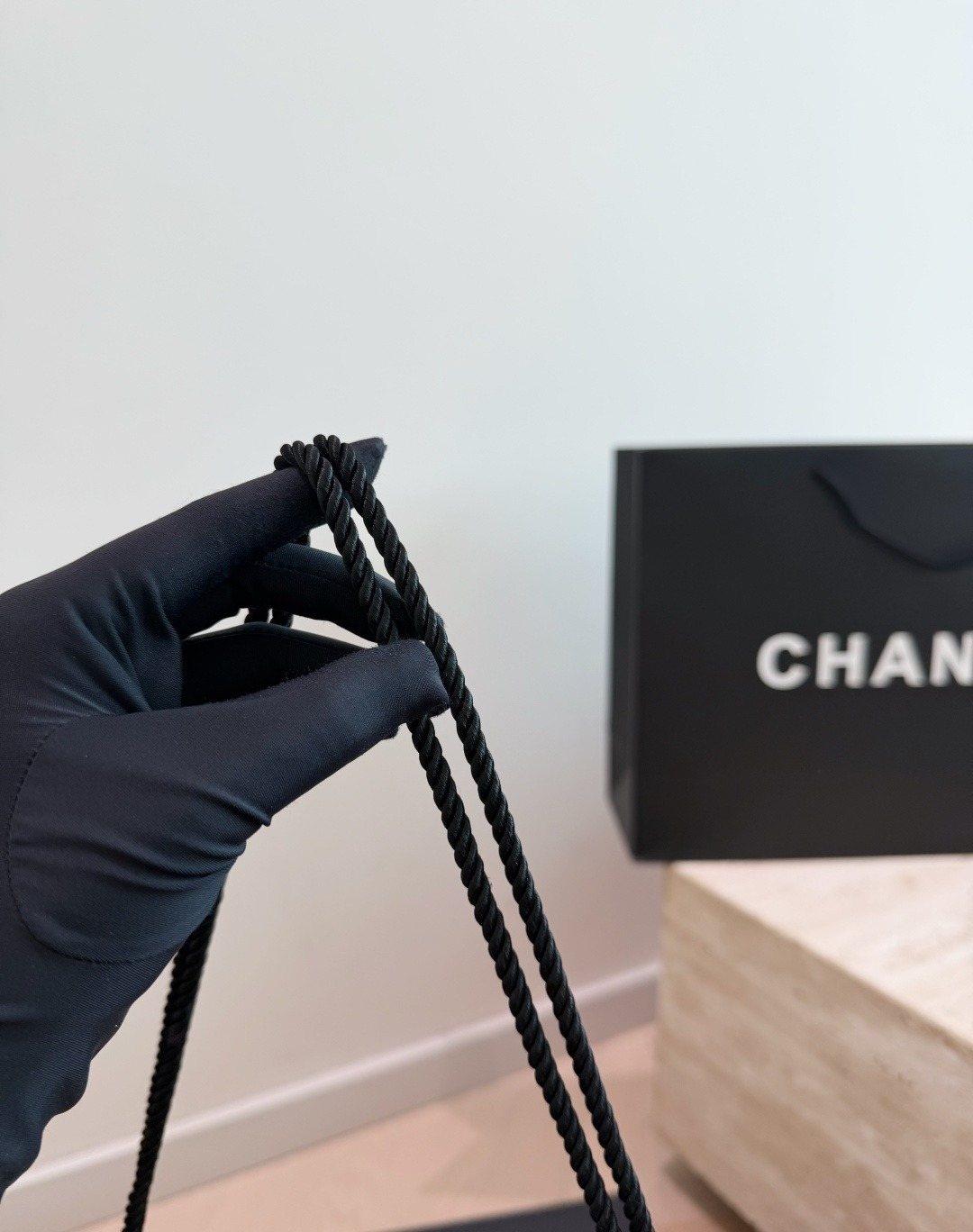 Chanel Quilted Velvet Barrel Shoulder Bag — detail