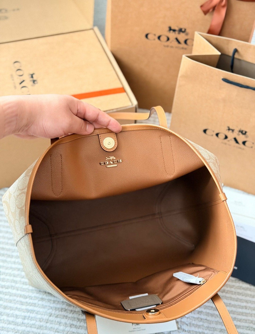 Coach City Tote in Signature Coated Canvas — detail