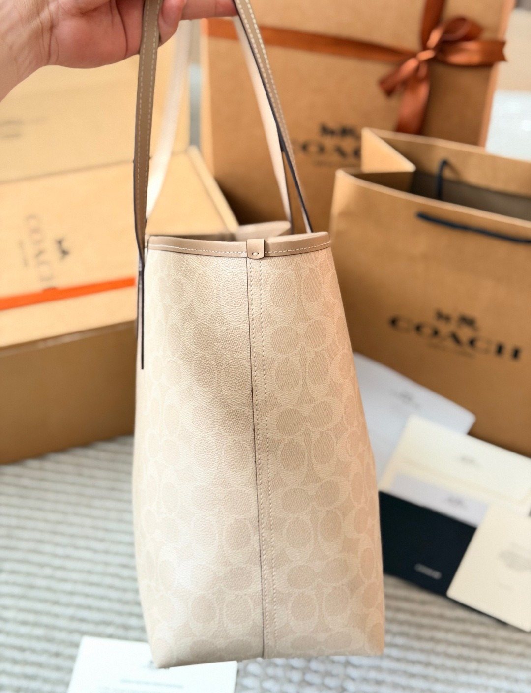Coach City Tote in Signature Coated Canvas — side