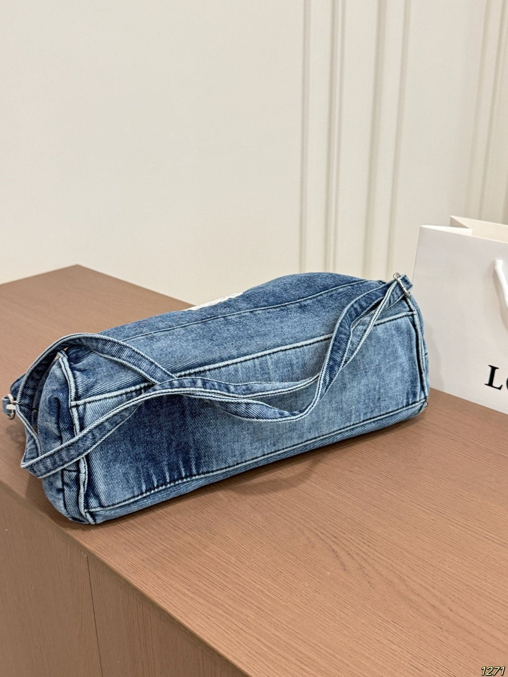 Loewe Denim Anagram Top-Handle Bag — detail