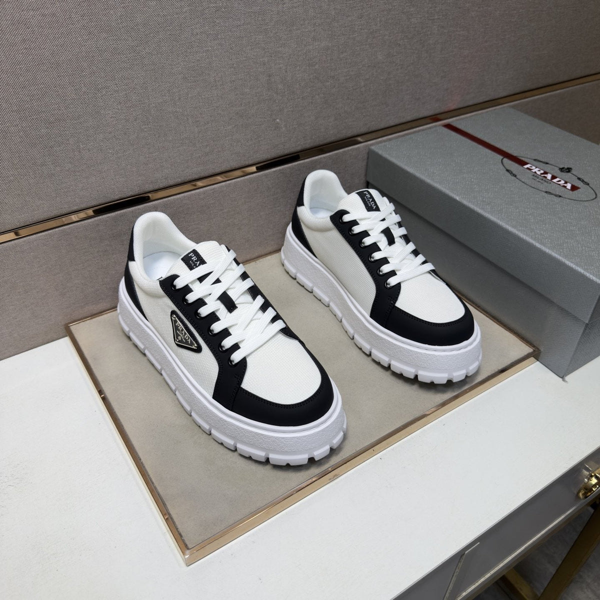 Prada Men's Paneled Low-Top Sneakers — front