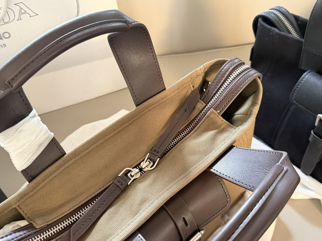 Prada Bonnie Soft Buckled-Pocket Handbag — detail