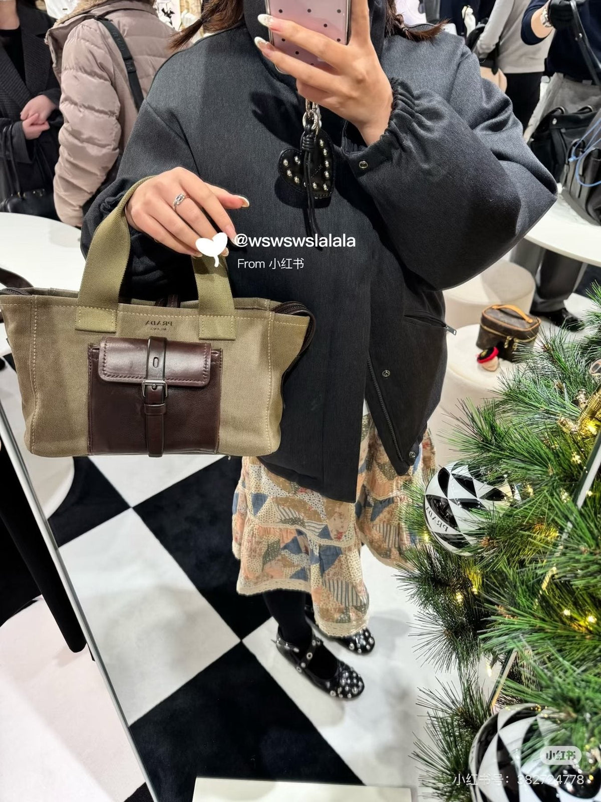 Prada Bonnie Soft Buckled-Pocket Handbag — model